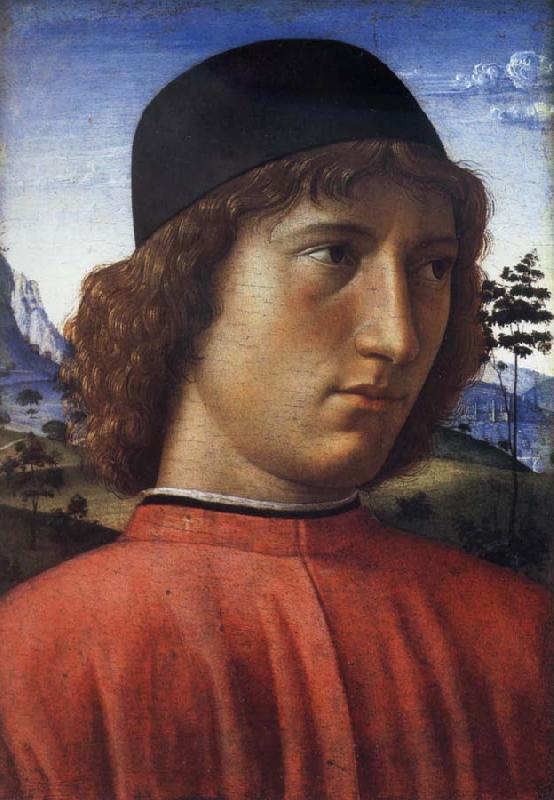Domenico Ghirlandaio Portrait of a young man in red oil painting image